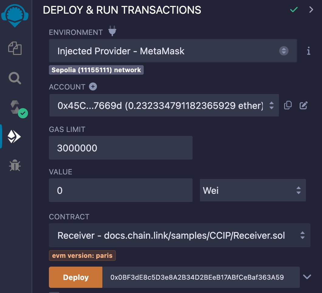 Chainlink CCIP Deploy receiver Arbitrum Sepolia