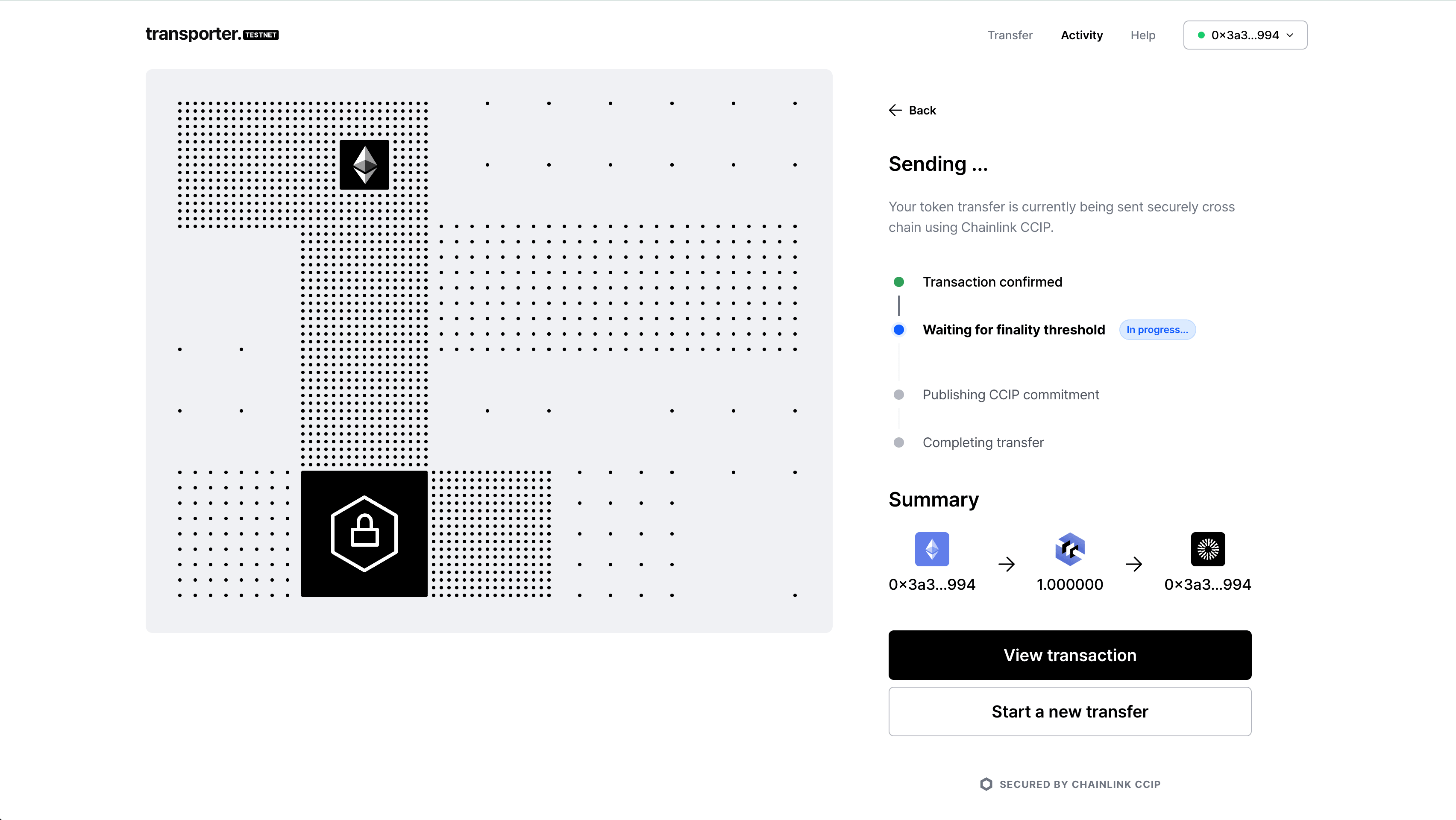Chainlink CCIP Transporter Check Transfer Status